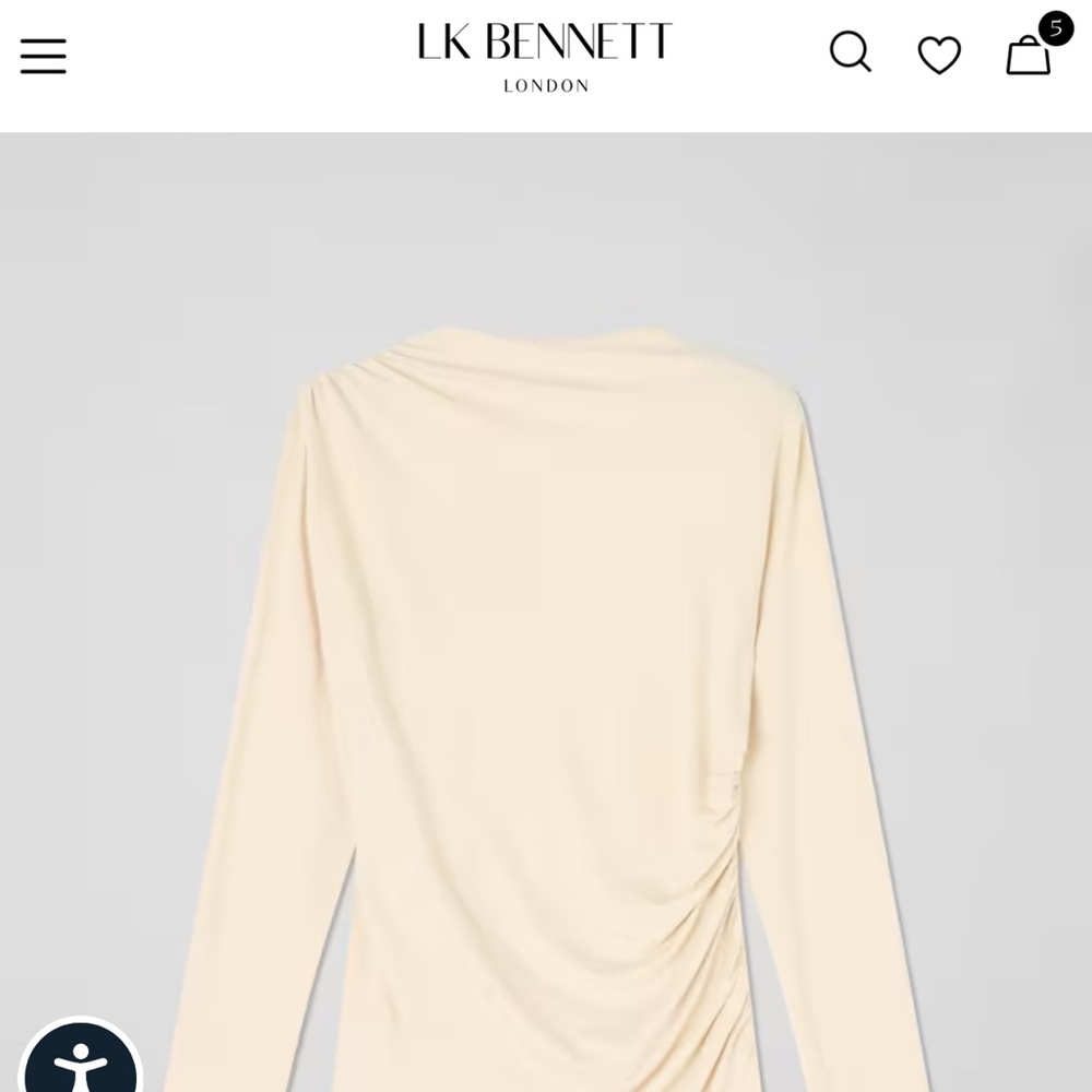 L K Bennett cream colored top. Super soft & flattering with the ruched side. NWT